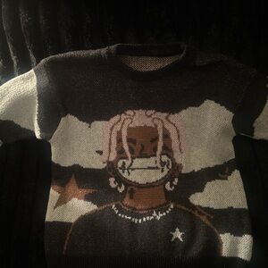 Graphic Knit Sweater with Cartoon Design